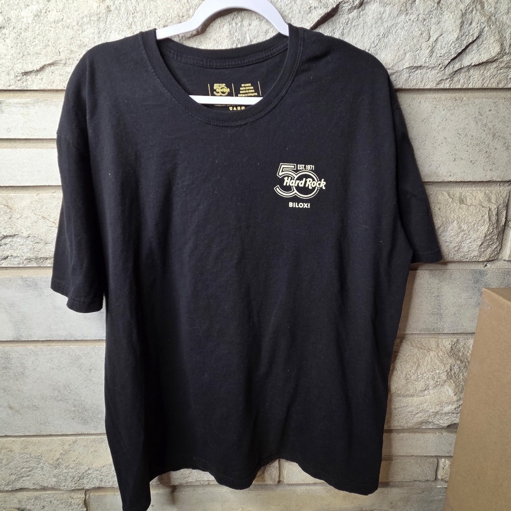 Hard Rock Cafe Biloxi Men 50th Anniversary Graphic T-Shirt Black XXL 100% Cotton